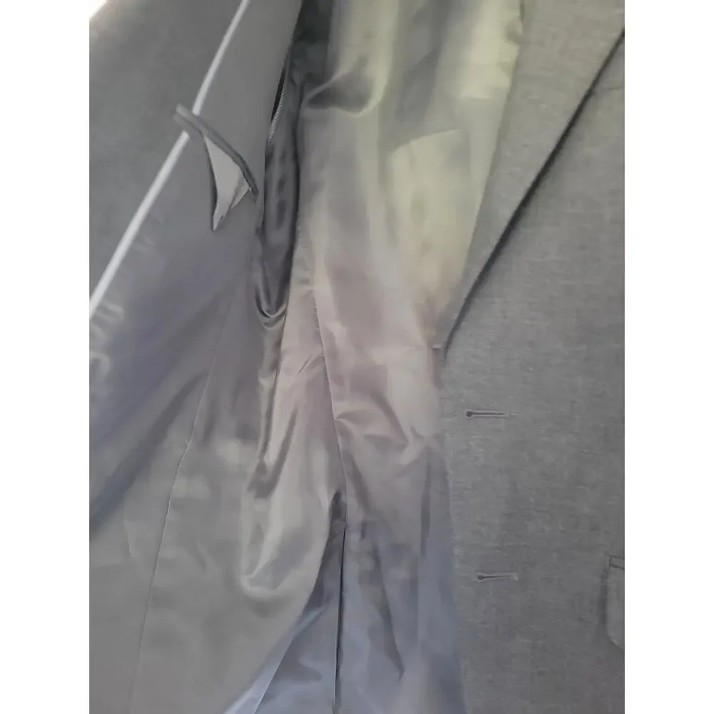 Calvin Klein Men's Slim‎ Fit Stretch Charcoal Gray Blazer Jacket Button Down #16